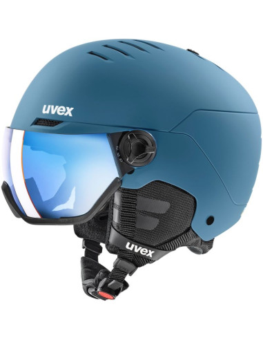 Uvex skihelm wanted visor kolor kamienia, niebieski