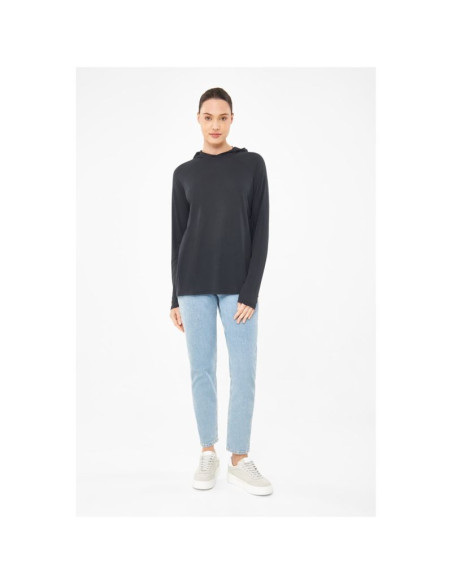 Longsleeve damski viking canby lady bamboo z kapturem granatowy   xs