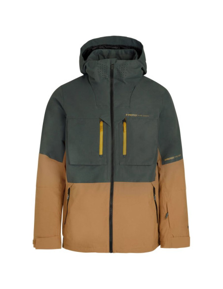 Kurtka narciarska męska protest prtonega snowjacket na zimę wodoodporna zielono-brązowa (p6710222/808)
