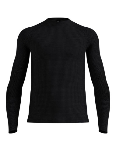 Koszulka termoaktywna z długim rękawem męska odlo seamless performance wool bl top crew neck l/s czarna