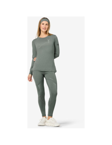 Bluza damska super.natural berggluck ls - eucalyptus/feather grey rozmiar: m
