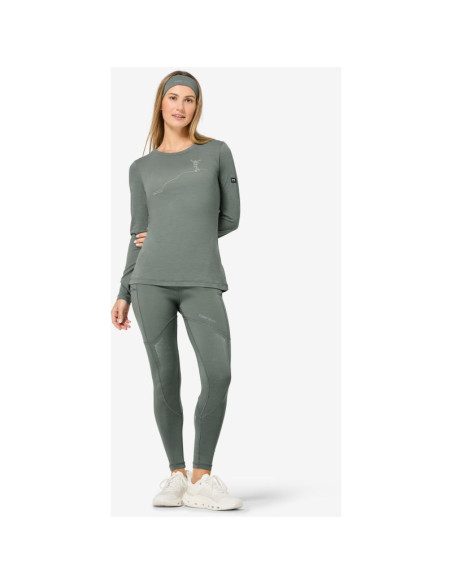 Bluza damska super.natural berggluck ls - eucalyptus/feather grey rozmiar: m
