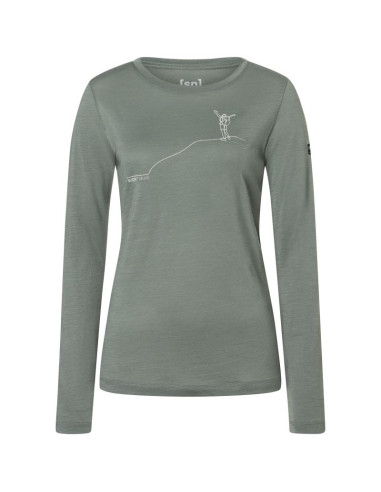 Bluza damska super.natural berggluck ls - eucalyptus/feather grey rozmiar: m