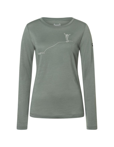 Bluza damska super.natural berggluck ls - eucalyptus/feather grey rozmiar: m