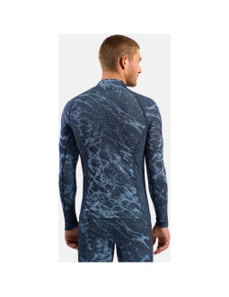 Koszulka termoaktywna z długim rękawem męsk odlo performance warm blackcomb bl top turtle neck granatowa