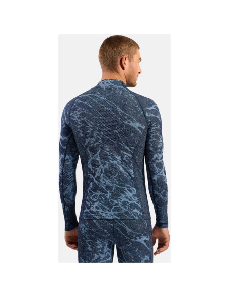 Koszulka termoaktywna z długim rękawem męsk odlo performance warm blackcomb bl top turtle neck granatowa