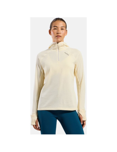 Bluza z kapturem damska odlo x-alp mid layer hoody beżowa