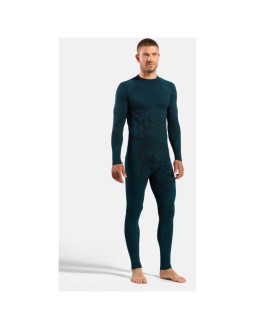 Koszulka termoaktywna z długim rękawem męska odlo performance warm blackcomb bl top crew neck l/s zielona