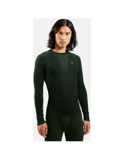 Bielizna termoaktywna z długim rękawem odlo bl top crew neck l/s performance warm blackcomb zielona