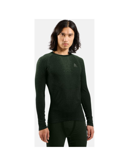 Bielizna termoaktywna z długim rękawem odlo bl top crew neck l/s performance warm blackcomb zielona