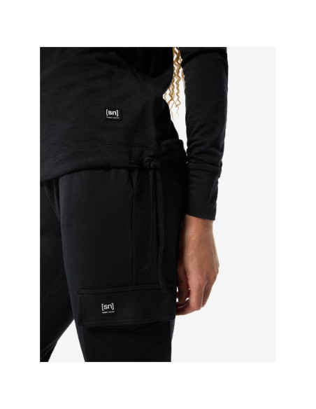 Longsleeve damski super.natural w funnel hoodie czarny