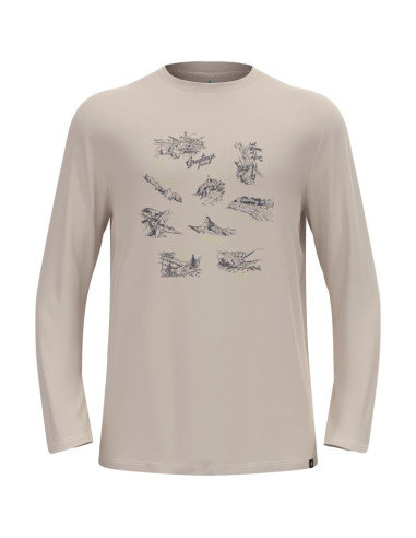 Koszulka z długim rękawem męska odlo merino 200 tourist t-shirt crew neck l/s szara