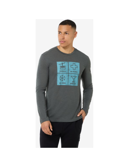 Bluza bez kaptura super.natural swiss lodge ls - dark.s.mel/c.blue/cash.gry mel rozmiar: l