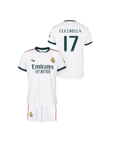 Real madryt cucurella komplet koszulka spodenki junior box rm26b1c