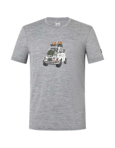 Koszulka merino super.natural carski tee - cashmere grey melange/various rozmiar: m