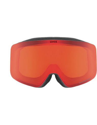 Gogle narciarskie dla dzieci uvex pwdr fm - black/red/orange/clear