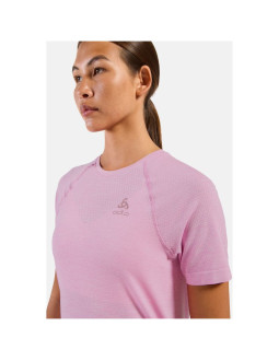 Koszulka damska odlo t-shirt crew neck s/s essential seamless różowa   s 2