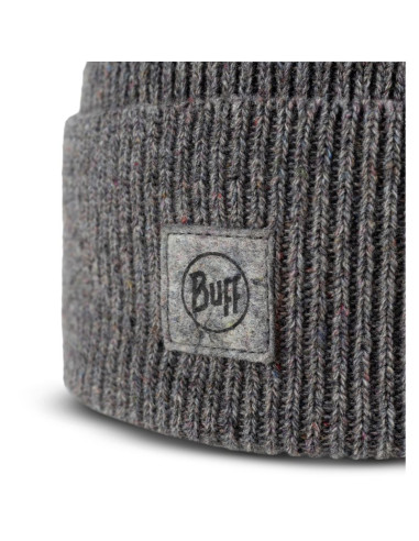Czapka zimowa buff upcycled merino beanie - thier grey heather