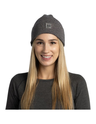 Czapka zimowa buff upcycled merino beanie - thier grey heather