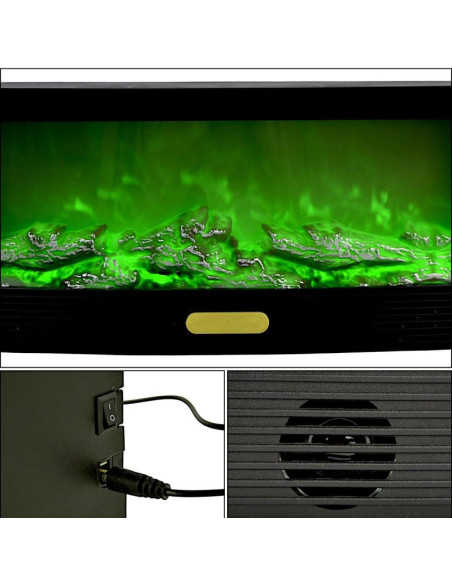 Kominek dekoracyjny 50x23 cm led 3d usb pilot efekt ognia zmiana kolorów