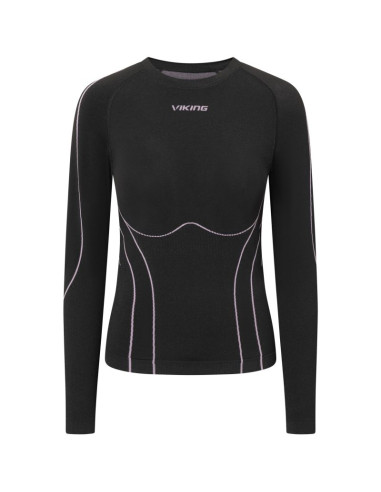 Bluza termoaktywna damska viking base layer etna 2.0 longsleeve - black/purple rozmiar: m