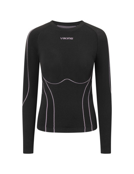 Bluza termoaktywna damska viking base layer etna 2.0 longsleeve - black/purple rozmiar: m