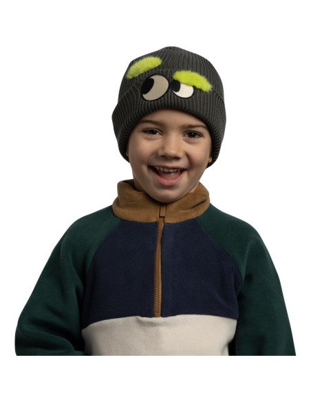Czapka dziecięca buff knitted beanie fun eyes beetle green