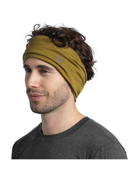 Bandana buff merino lightweight solid olive green