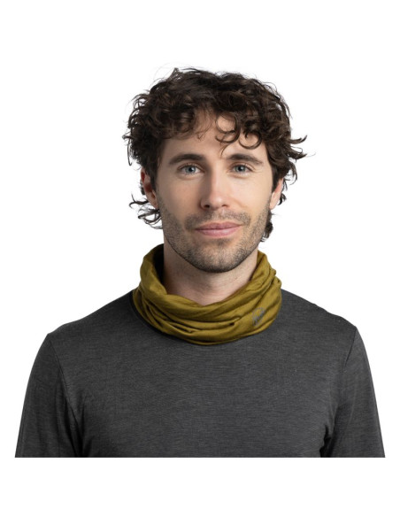 Bandana buff merino lightweight solid olive green
