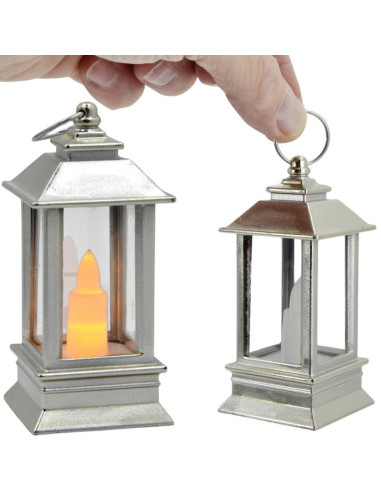 Świeca latarnia led 9cm srebrny
