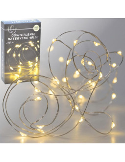 Lampki druciki na baterie girlanda 40 led ciepły biały (r)
