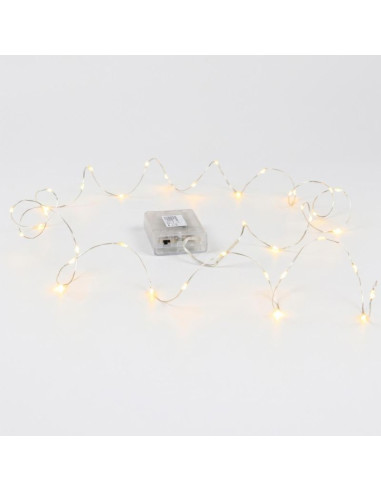 Lampki druciki na baterie girlanda 40 led ciepły biały (r)