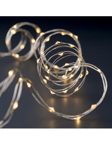 Lampki druciki na baterie girlanda 40 led ciepły biały (r)