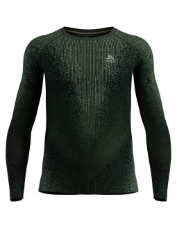 Bielizna termoaktywna z długim rękawem odlo bl top crew neck l/s performance warm blackcomb zielona 2