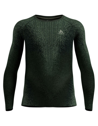 Bielizna termoaktywna z długim rękawem odlo bl top crew neck l/s performance warm blackcomb zielona