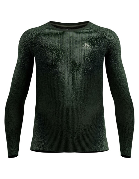 Bielizna termoaktywna z długim rękawem odlo bl top crew neck l/s performance warm blackcomb zielona
