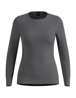 Koszulka termoaktywna z długim rękawem damska odlo active warm bl top crew neck l/s szary   l