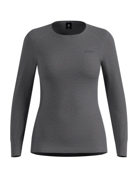 Koszulka termoaktywna z długim rękawem damska odlo active warm bl top crew neck l/s szary   l