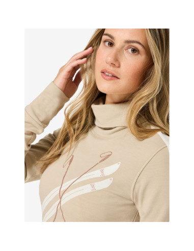 Longsleeve z półgolfem damski super.natural w kryssede ski roll neck beżowy