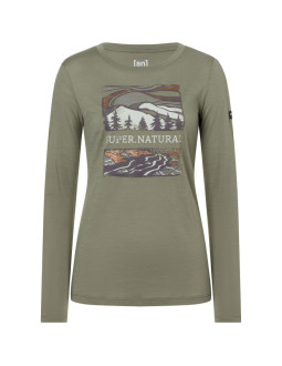 Koszulka z długim rękawem damska super.natural w great bear river ls zielona
