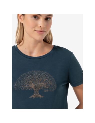 Koszulka z krótkim rękawem damska super.natural w tree of knowledge tee granatowa