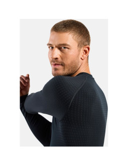 Koszulka termoaktywna z długim rękawem męska odlo performance warm bl top crew neck l/s czarna   m