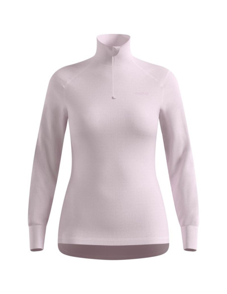 Koszulka termoaktywna z długim rękawem damska odlo active warm bl top turtle neck l/s half zip różowa   m