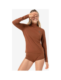 Koszulka termoaktywna z długim rękawem i półgolfem damska super.natural w tundra 175 turtleneck flear brązowa 2