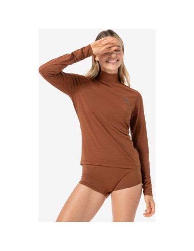 Koszulka termoaktywna z długim rękawem i półgolfem damska super.natural w tundra 175 turtleneck flear brązowa