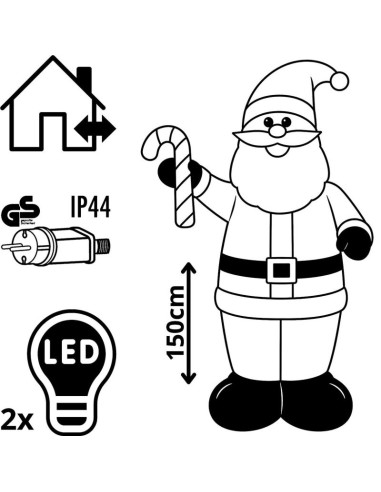 Mikołaj dmuchany samopompujący zew 150cm led