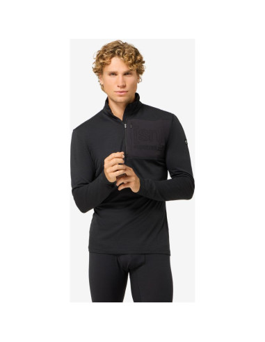Longsleeve termoaktywny męski super.natural m sierra140 pocket zip 1/4 czarna