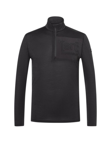 Longsleeve termoaktywny męski super.natural m sierra140 pocket zip 1/4 czarna