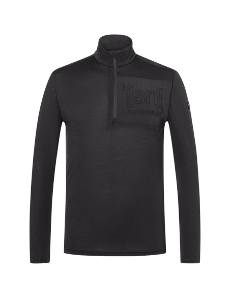 Longsleeve termoaktywny męski super.natural m sierra140 pocket zip 1/4 czarna