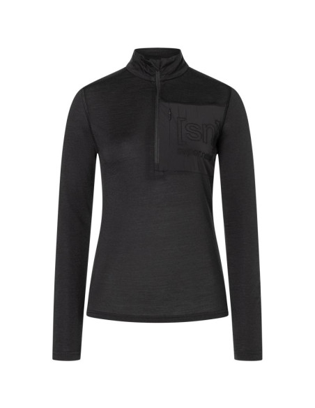 Longsleeve termoaktywny damski super.natural w sierra140 pocket zip 1/4 czarna